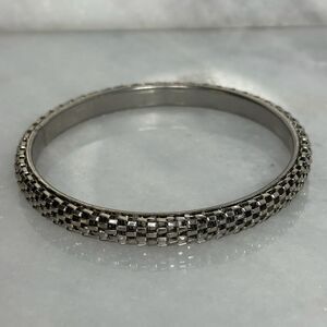 Zara Woven Metal Art Deco Style Snake Mesh Bangle Bracelet Silver-tone OS